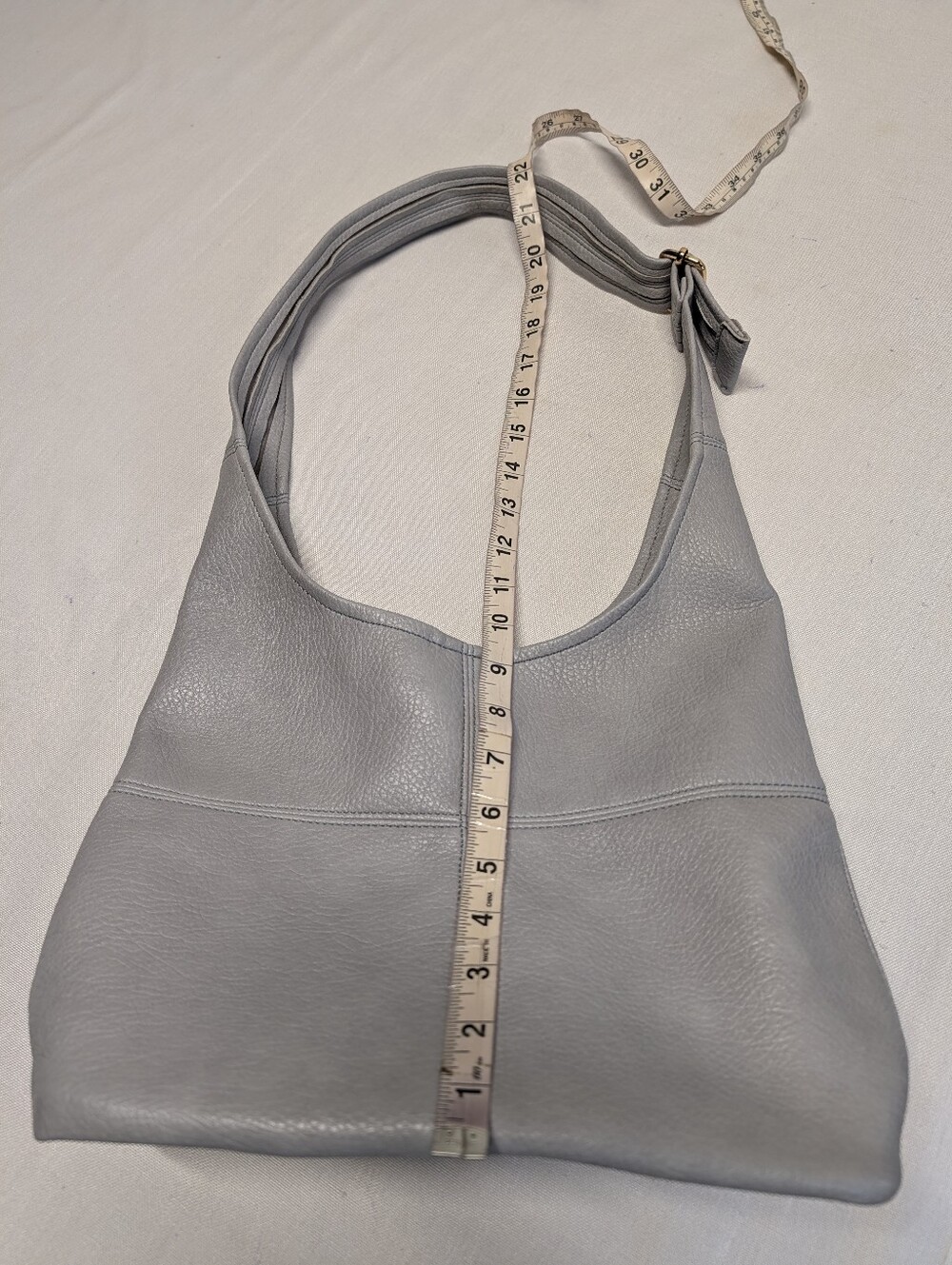 Gray Faux Leather Hobo Bag Shoulder Purse Adjustable Strap Slouchy Pebbled PU - Picture 9 of 9